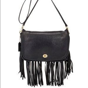 Coach x Barney’s black Dinky with fringe - one of a kind!